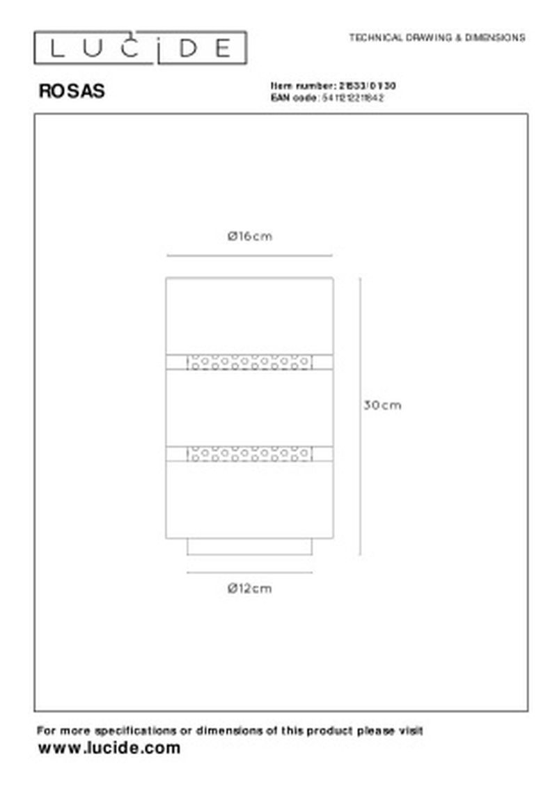 Lucide ROSAS - Stolná lampa - Ø 16 cm - 1xE27 - Čierna